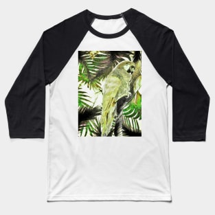 TROPICAL PARROT VINTAGE STYLE POSTER,DECO MACAW KHAKI GREEN ART PRINT Baseball T-Shirt